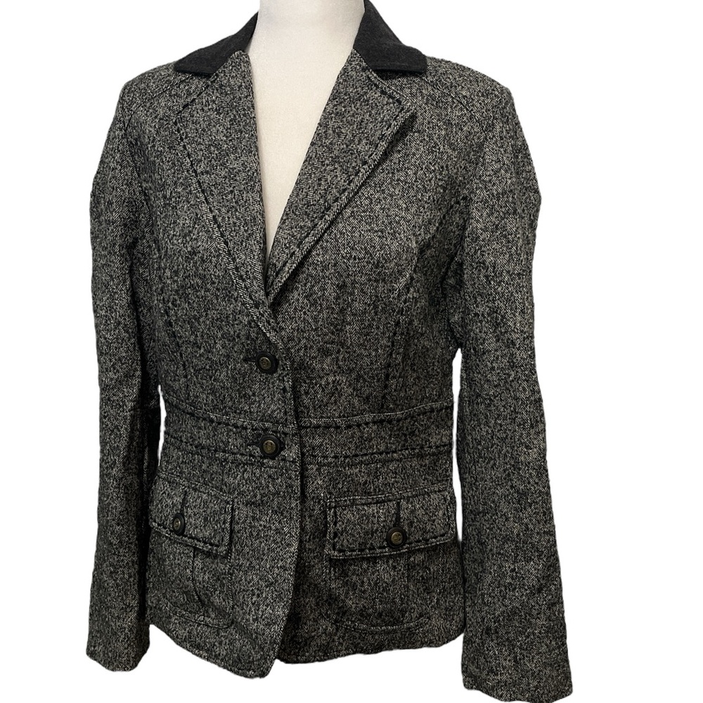 Cabi Wool Herringbone Equestrian Blazer Jacket